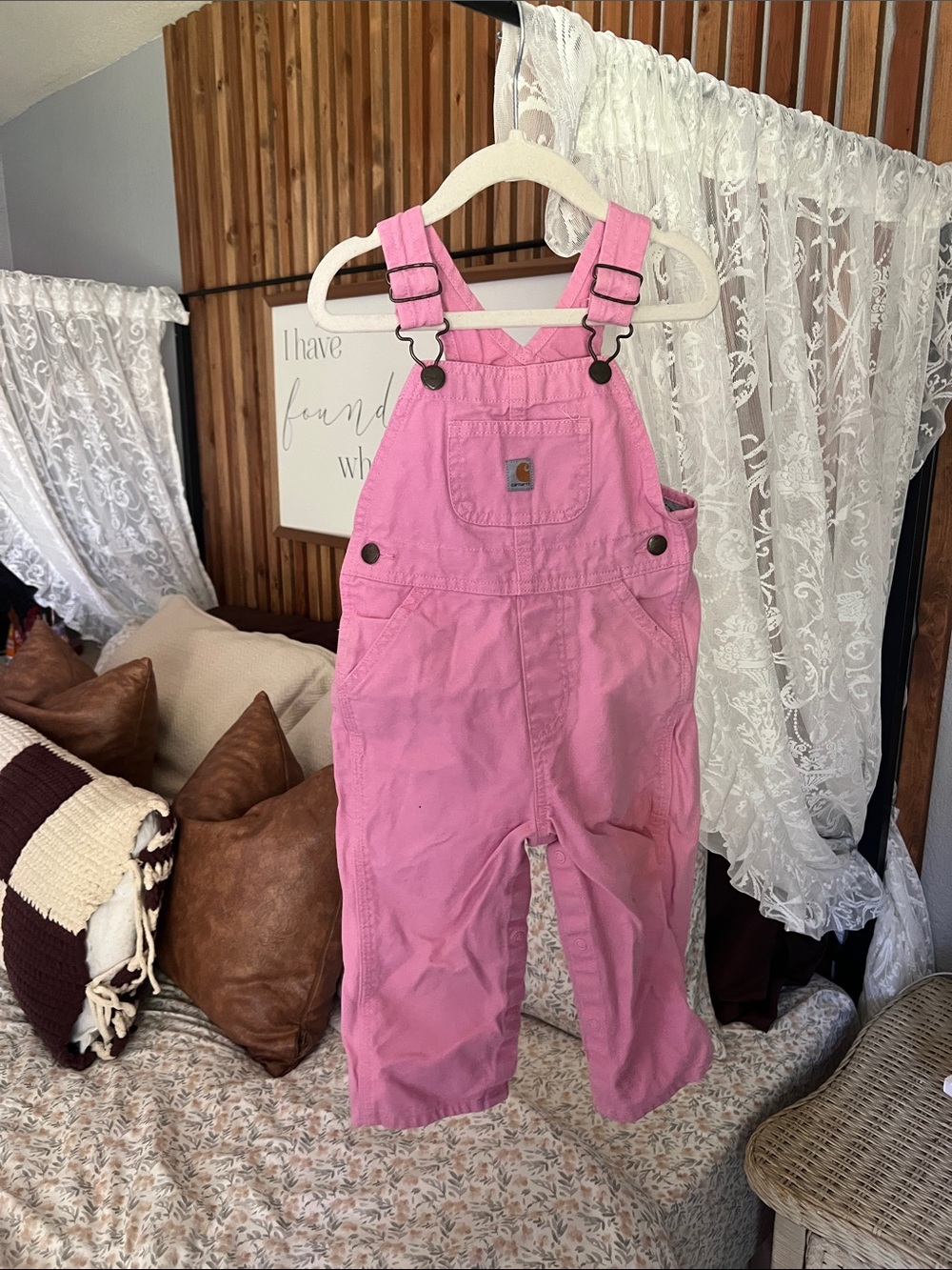 Carhartt Pink Kids Duck Canvas Overalls